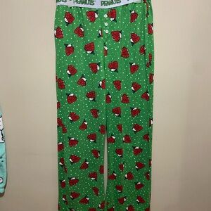 Peanuts Womens snoopy Green Holiday Pajama Pants size large